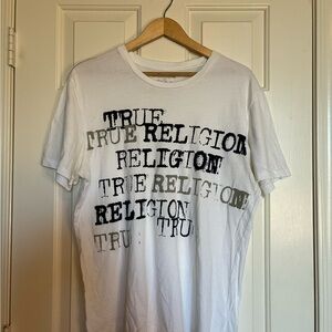True Religion White Tee with Black Graphic